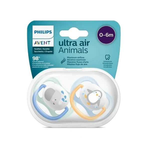 Avent 08005 Ultra Air Animals 2li Emzik 0-6 Ay - Erkek ürün görseli 1