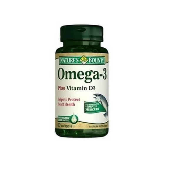 Nature's Bounty Omega-3 Plus Vitamin D3 Soft Gel 60 Kapsül ürün görseli 1