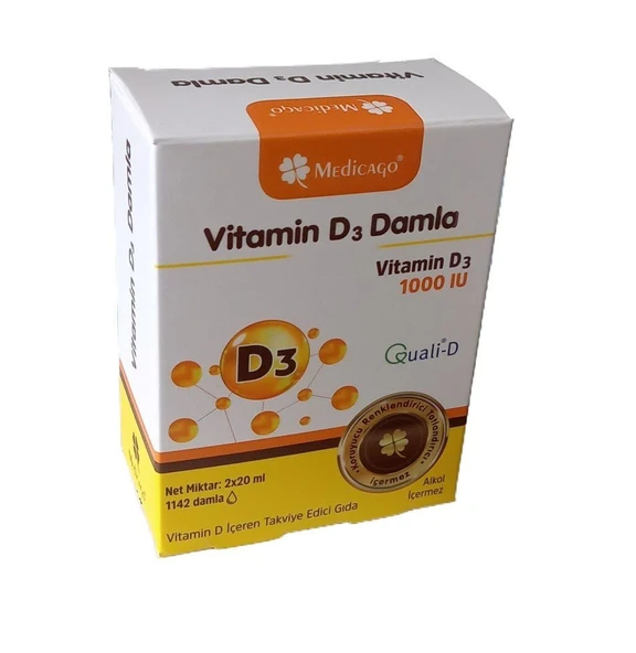 Medicago Vitamin D3 Damla Vitamin D3 1000IU  2x20ml (40ml) ürün görseli 1