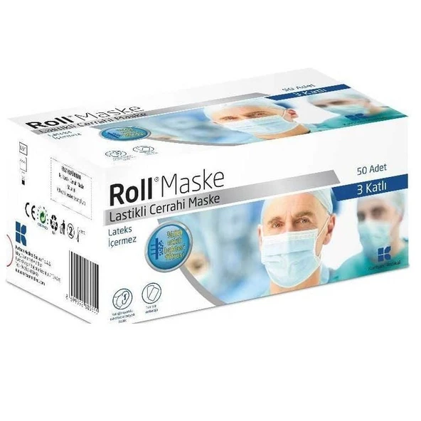 Roll Cerrahi Maske Steril Lastikli 3 Katlı 50 lik ürün görseli 1
