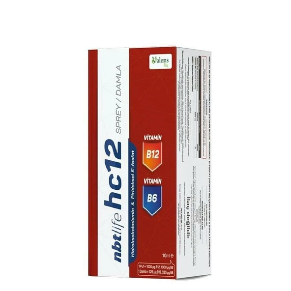 NbtLife HC12 Sprey / Damla 10ml - Hidroksikobalamin + Piridoksal 5 - Fosfat ürün görseli 1