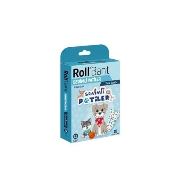 Rollbant Sevimli Patiler Yara Bandı 12li ürün görseli 1