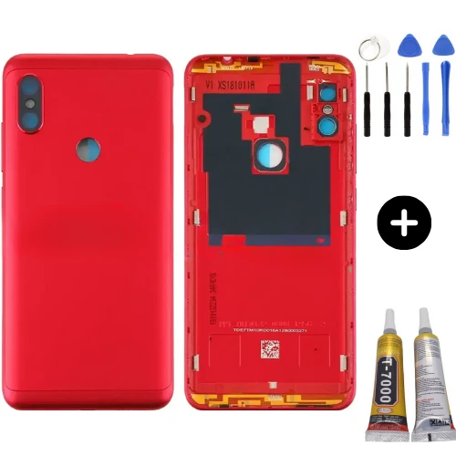Redmi Note 6 Pro Uyumlu Full Kasa Arka Pil Kapağı Kırmızı + Montaj Seti ürün görseli 1