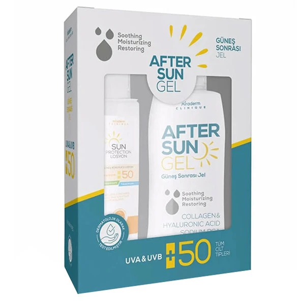 Miraderm Sun Protection Losyon SPF50 100 ml ve After Sun Gel 200 ml ürün görseli 1