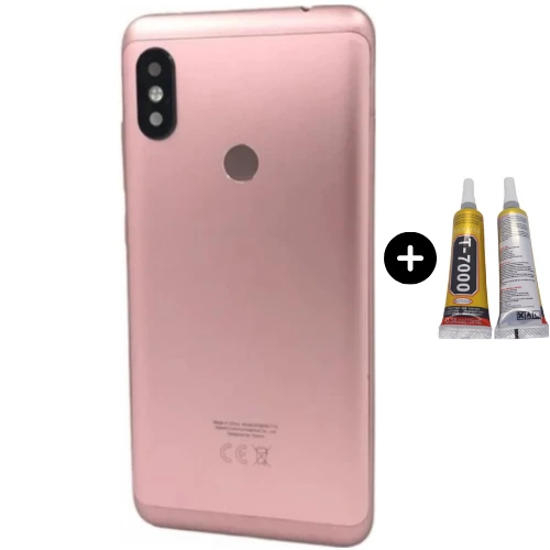 Redmi Note 6 Pro Uyumlu Full Kasa Arka Pil Kapağı Pembe + B7000 ürün görseli 1