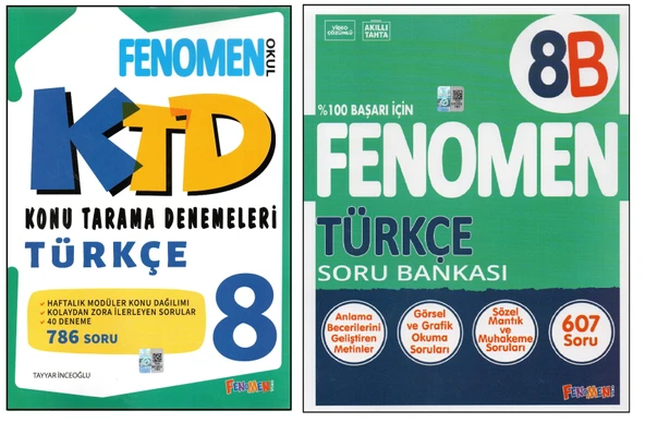FENOMEN 8.SINIF TÜRKÇE KONU TARAMA DENEMELERİ+FENOEMEN 8.SINIF TÜRKÇE 8B (2 KİTAP) ürün görseli 1