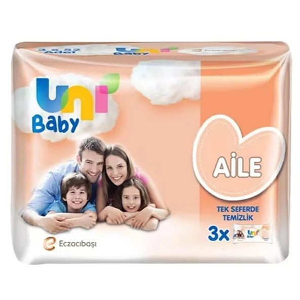 Uni Baby Islak Mendil Aile Paketi 52 Yaprak 3 lü ürün görseli 1
