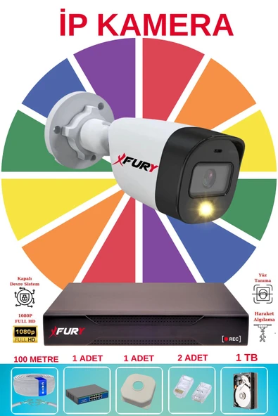 FURY 1 Li Ip Güvenlik Kamera Seti Sesli 4mp Gece Renkli Su Geçirmez 5515s 1TB ürün görseli 1