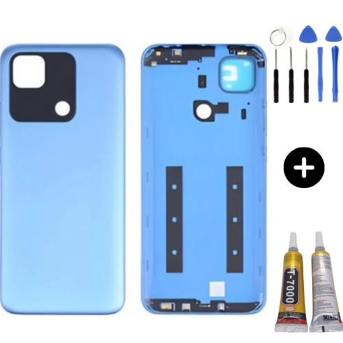 Redmi 10A Uyumlu Full Kasa Arka Pil Kapağı Mavi + Montaj Seti ürün görseli 1