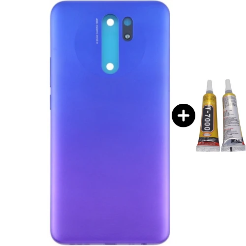 Redmi 9 Uyumlu Full Kasa Arka Pil Kapağı Mavi + B7000 ürün görseli 1