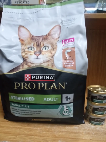 Pro Plan Kısırlaştırılmış Kuru Kedi Maması SOMONLU 3 KG+3 adet pro plan kısırlaştırılmış somon&tonbalıklı konserve yaş mama 85 gram ürün görseli 1