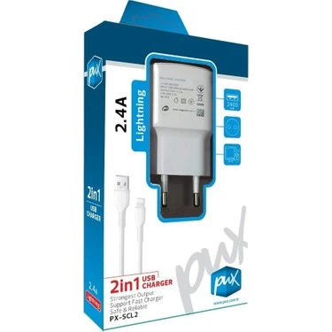 PUX  PX-SCL2 2.4A LİGHTNİNG İPHONE 2İN1 USB ŞARJ ALETİ ürün görseli 1