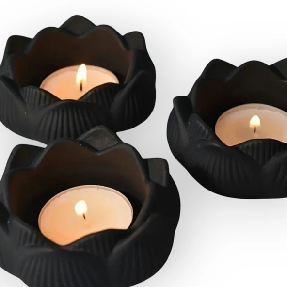 3 adet siyah Lotus mumluk - Resim 2