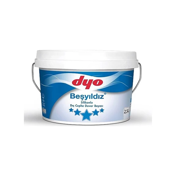 DYO BEŞYILDIZ SİLİKONLU DIŞ CEPHE BOYASI BEYAZ 2,5LT ürün görseli 1