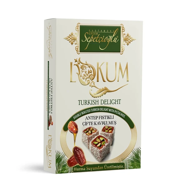 Antep Fıstıklı Çifte Kavrulmuş Lokum (Hurma Sulu) 240G ürün görseli 1