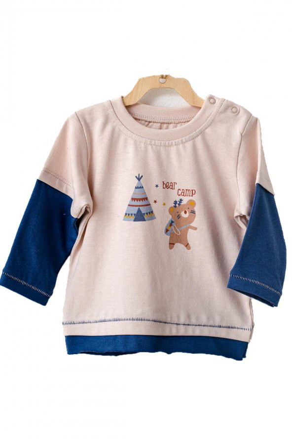 Andywawa Bear Camp Erkek Bebek Mavi Tshirt AC21081 ürün görseli 1