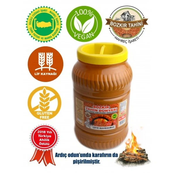 Bozkır Tahin Merkezi Odun Ateşinde Kavrulmuş Tahin Kepeksiz 2900gr (taş değirmen&gluten içermez) ürün görseli 1