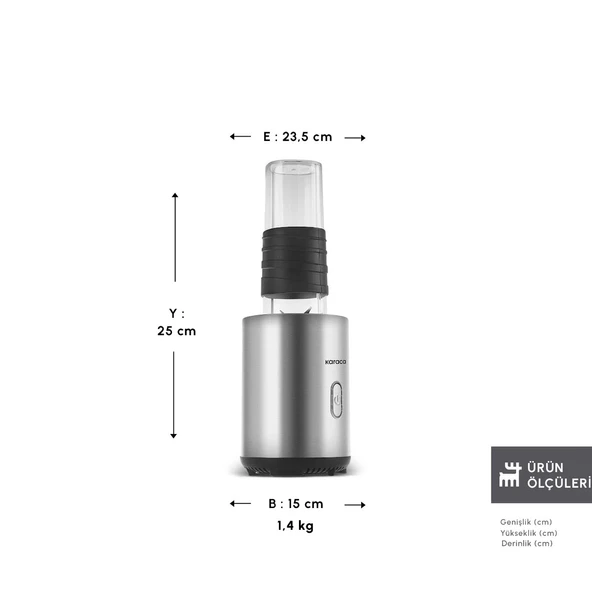 Karaca Smooth and Move Inox 350W Personal Kişisel Smoothie Blender - Resim 2