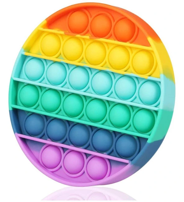 Pop It Duyusal Zihinsel Oyuncak  ( Rainbow Renk, Yuvarlak ) ürün görseli 1