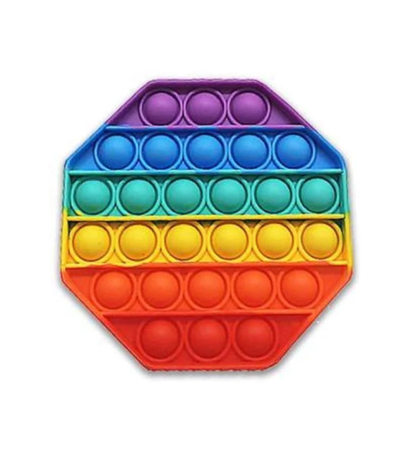 Pop It Duyusal Zihinsel Oyuncak  ( Rainbow Renk, Sekizgen ) ürün görseli 1