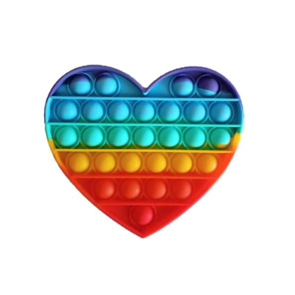 Pop It Duyusal Zihinsel Oyuncak  ( Rainbow Renk, Kalp ) ürün görseli 1