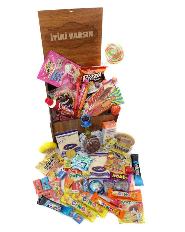 Nostaljik Bakkal Ahşap Hediye Kutusu Küçük Boy ( İyiki Varsın ) ürün görseli 1