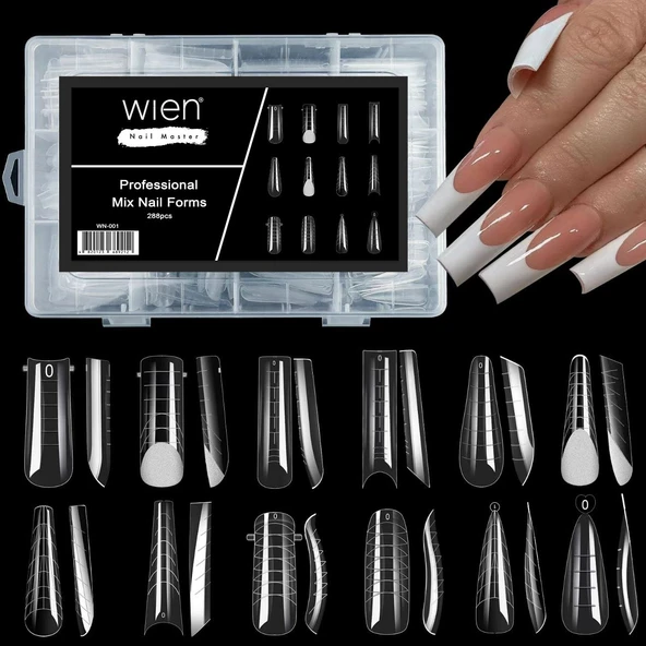 Protez Tırnak Üst Form Jel Polygel Acrygel - Akrijel ve Polijel İçin Üst Form Şablon 288li WN-001 ürün görseli 1
