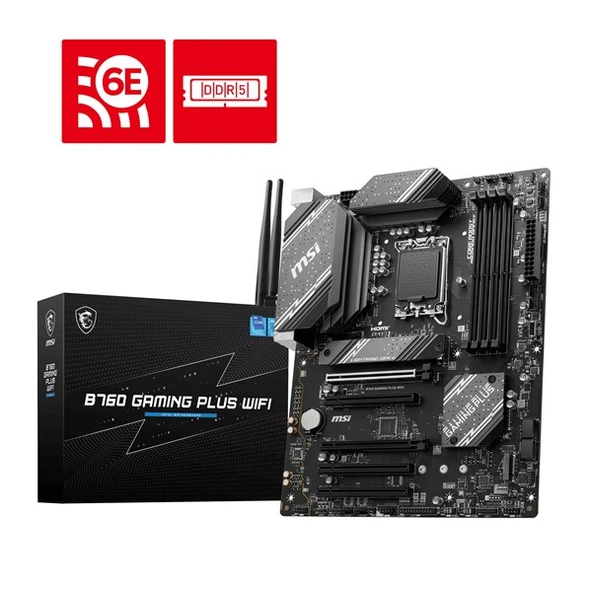 MSI B760 GAMING PLUS WIFI-6E DDR4 HDMI DP PCIE 4.0 1700p ATX ürün görseli 1