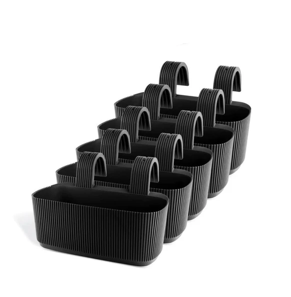 Omnipazar KRS-249 Plastik Pera Askılı Balkon Saksı 3.2 Lt Siyah 5 Adet ürün görseli 1