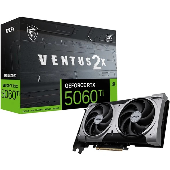 MSI RTX5060TI 16GB VENTUS 2X OC PLUS 128BİT GDDR7 HDMI DP PCIe 5.0 ürün görseli 1