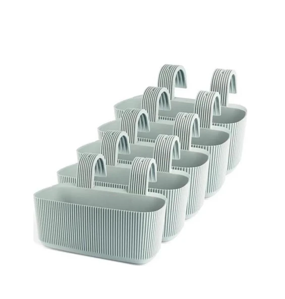 Omnipazar KRS-249 Plastik Pera Askılı Balkon Saksı 3.2 Lt Yeşil 5 Adet ürün görseli 1