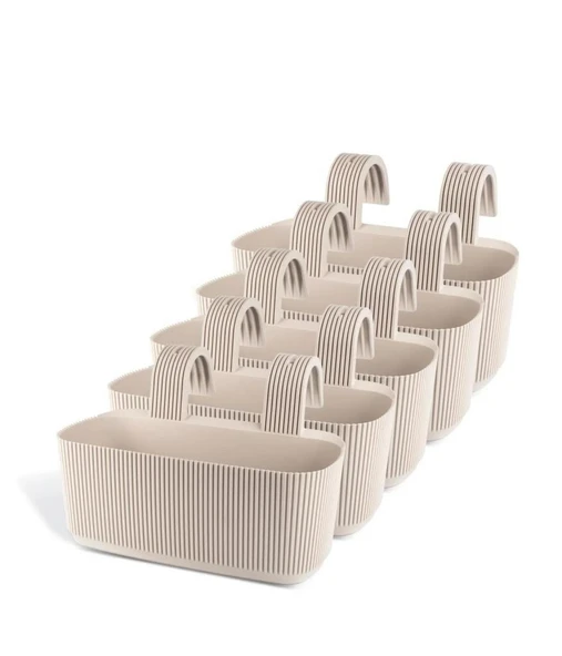 Omnipazar KRS-249 Plastik Pera Askılı Balkon Saksı 3.2 Lt Krem 5 Adet ürün görseli 1