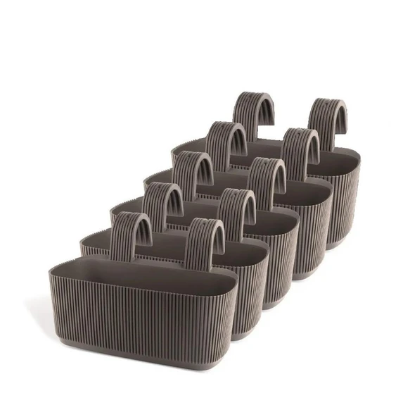 Omnipazar KRS-249 Plastik Pera Askılı Balkon Saksı 3.2 Lt Kahverengi 5 Adet ürün görseli 1