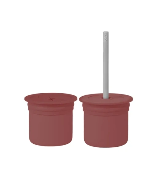 Nessiworld    Pipetli Silikon Bardak Seti Velvet Rose / Powder Grey ürün görseli 1