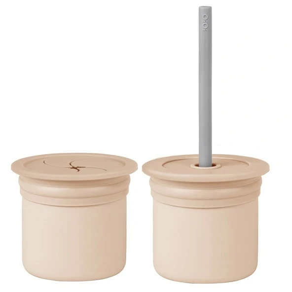 Nessiworld    Pipetli Silikon Bardak Seti Bubble Beige / Powder Grey ürün görseli 1