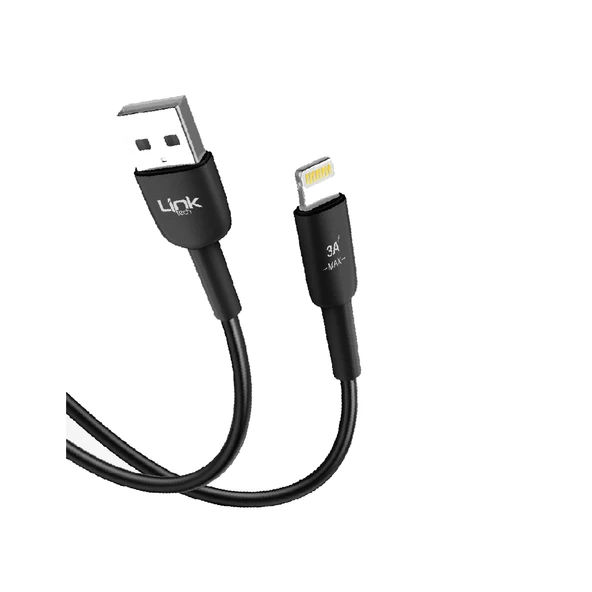 Linktech K601 Safe USB - iPh Lightning 3A Data ve Şarj Kablosu 1mt Siyah - Resim 2