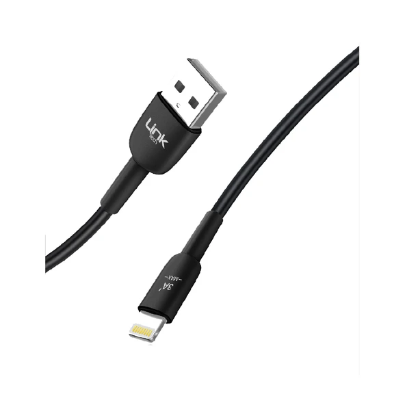 Linktech K601 Safe USB - iPh Lightning 3A Data ve Şarj Kablosu 1mt Siyah - Resim 3
