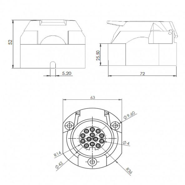 Römork Soketi - 13 Pin - Resim 2