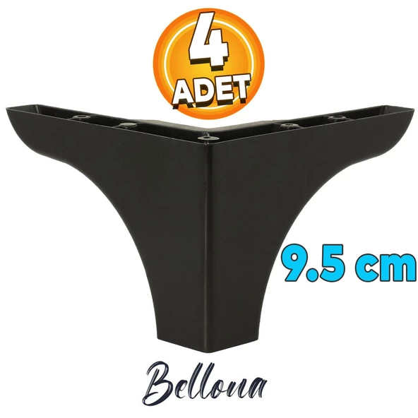 Bellona Mobilya Kanepe Sehpa Çekyat Tv Ünitesi Koltuk Ayağı 9.5 Cm Siyah Baza Ayakları (4 ADET) ürün görseli 1