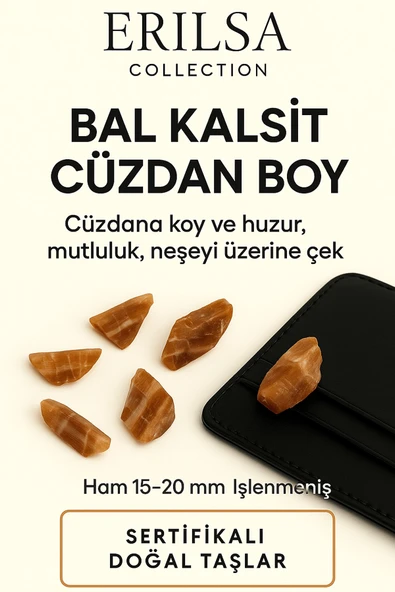 Sertifikalı Cüzdan Boy Ham Bal Kalsit Taşı Kütle Odaklanmayı Artırır ve Pozitif Enerji ürün görseli 1