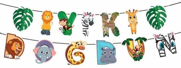 SAFARİ KARAKTERLİ İYİ Kİ DOĞDUN BANNER ürün görseli 1