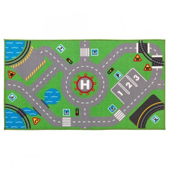 Çocuk Oda Halısı 75x133 cm Alan: 0.99 m² Yıkanır Yeşil Renk Desenli Halı ürün görseli 1