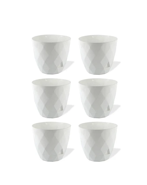 Omnipazar KRS-450 Yakamoz Tabaklı Plastik Saksı Takımı 0.3 lt Beyaz 6 Adet ürün görseli 1