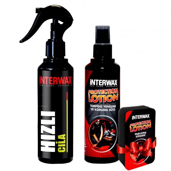 INTERWAX 2Lİ OTO BAKIM SETİ HIZLI CİLA 230 ml + TORPİDO YENİLEME ve KORUMA SÜTÜ 200 ml + SÜNGER ürün görseli 1