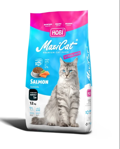 Hobi Maxicat Kısırlaştırılmış Somonlu Kedi Maması 12kg ürün görseli 1
