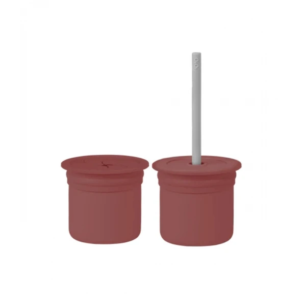 Oioi Ham+hüp Pipetli Silikon Bardak Seti Velvet Rose / Powder Grey ürün görseli 1