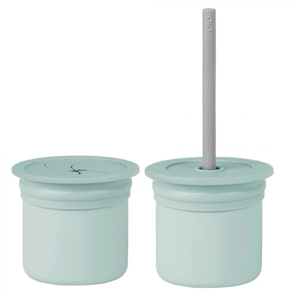 Oioi Ham+hüp Pipetli Silikon Bardak Seti River Green / Powder Grey ürün görseli 1