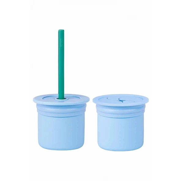 Oioi Ham+hüp Pipetli Silikon Bardak Seti Mineral Blue / Aqua Green ürün görseli 1