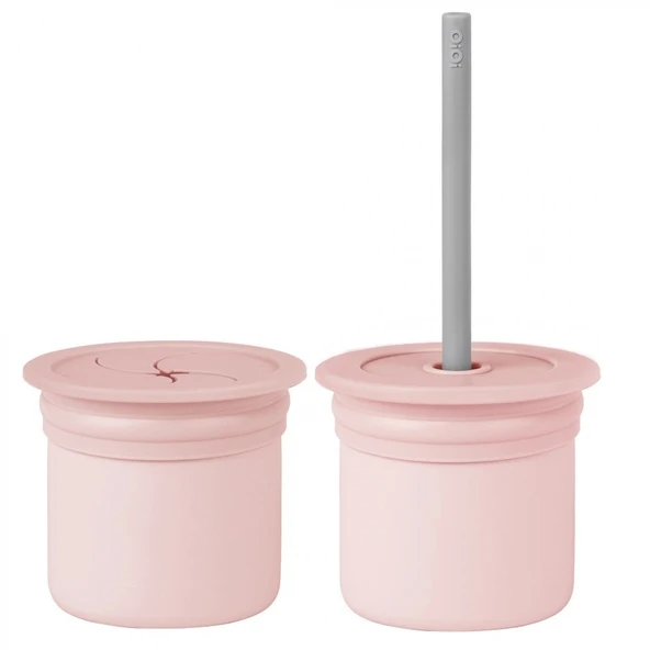 Oioi Ham+hüp Pipetli Silikon Bardak Seti Pinky Pink / Powder Grey ürün görseli 1
