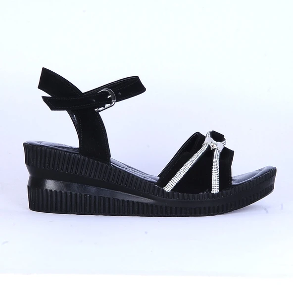 Moda Ayakkabı 150 Ortopedik Kadın 7Cm Süet Sandalet Ayakkabı ürün görseli 1